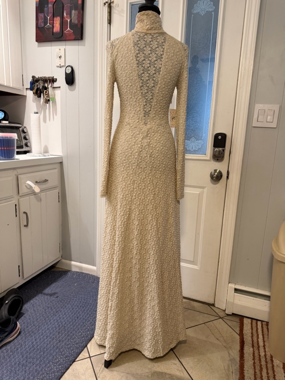 Free People Cream Textured‎ Long-Sleeve Lace Maxi Dress - Picture 7 of 7